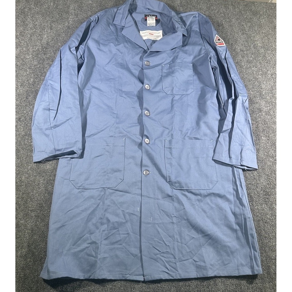 Bulwark Mens Lab Coat Regular Fit Blue Flame Resistant Large